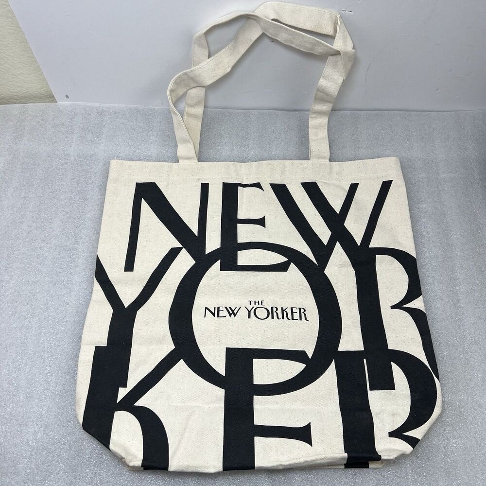THE NEW YORKER Bag Womens M Tote Shoulder Canvas Cotton Magazine Reusable Beige